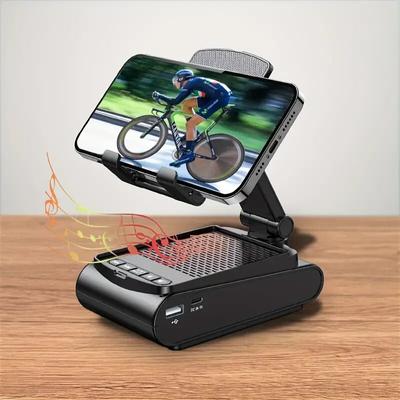 Foldable Tablet Mobile Phone Holder Portable Wireless Bluetooth Speaker Adjustable Desktop Bracket Phone Stand Multi-functional  Charging Bank
