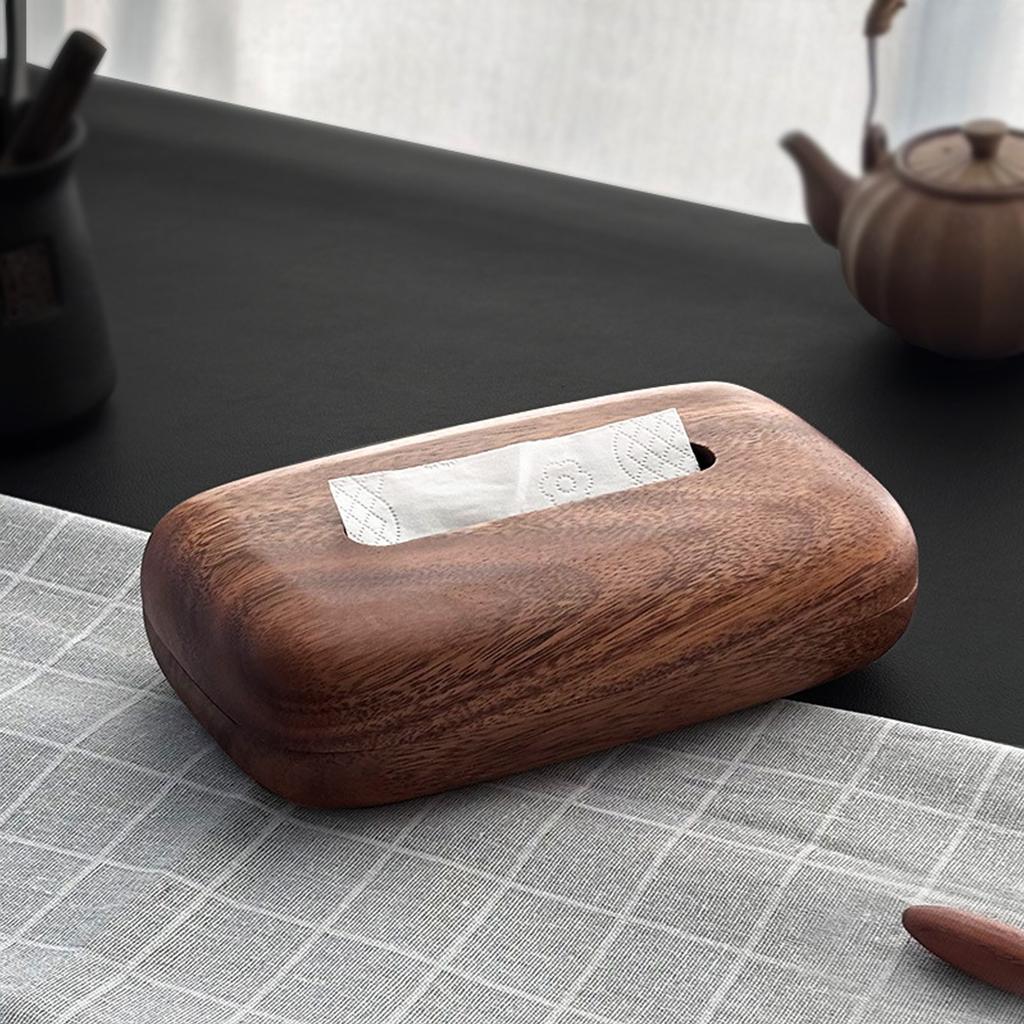 Paper Towel Holder Walnuts Tissue Box Cover for Desk and Bathroom Decoration Elegant Napkin Dispenser