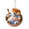 Kitten Pattern 2D Acrylic Ornament Christmas Car Mirror Hanging Decoration Backpack Auto Accessory Car Decoration