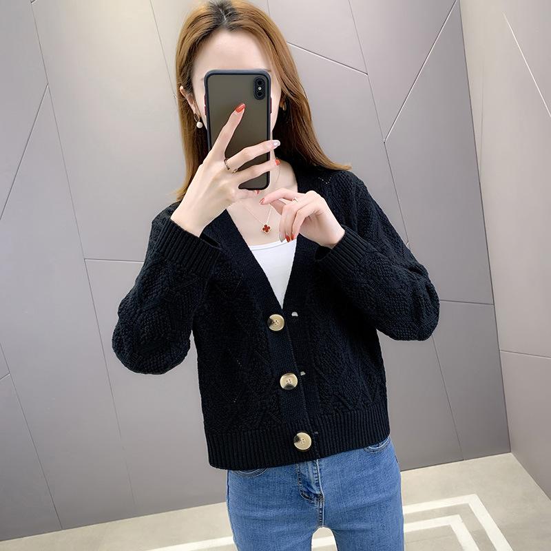 Women's short sweater jacket women's spring and autumn new loose autumn small knitted cardigan women
