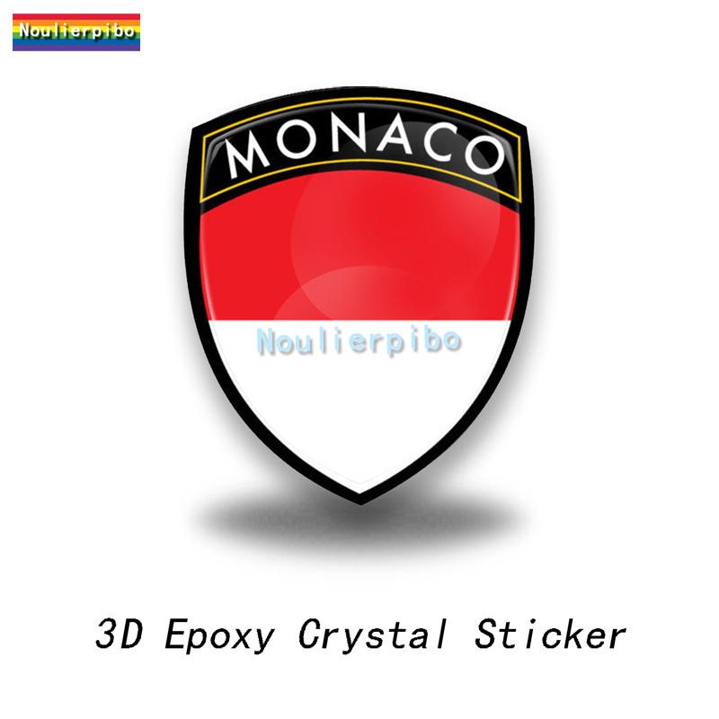 3D Epoxy Resin Car Dome Sticker Monaco Flag National Emblem PVC Car Motorcycle Mobile Phone Trolley Case Laptop Vinyl Sticker