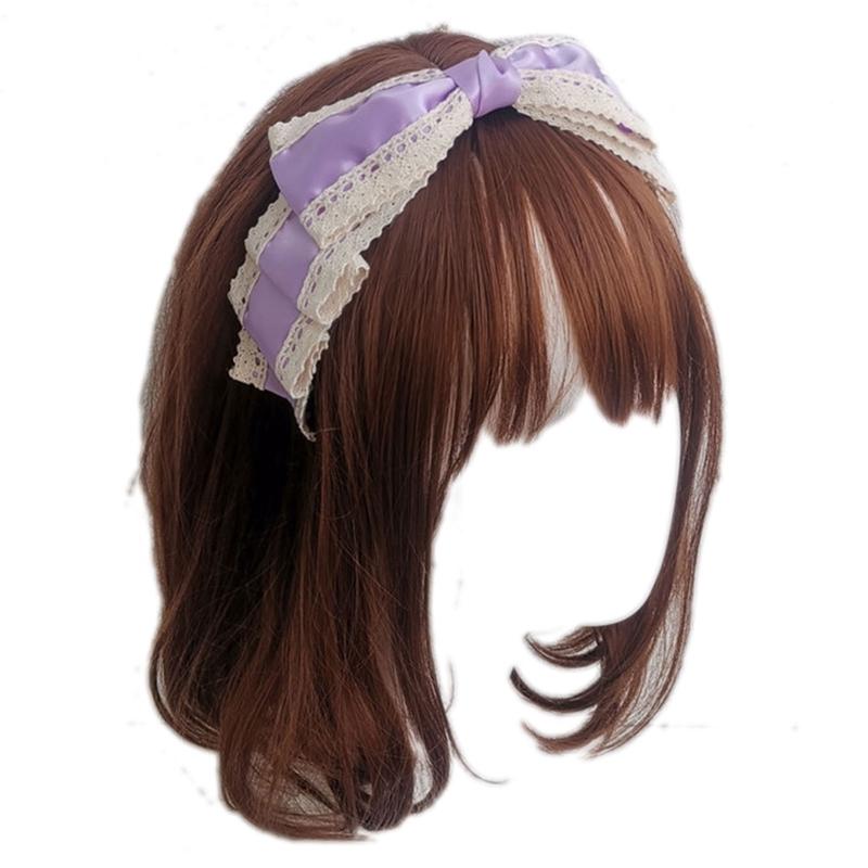 Multicolor Lolita Lace Hair Hoop Sweet Big Bowknot Headband Handmade Hair Accessories Gift for Girlfriend Daughter