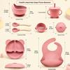 Silicone Children's Tableware Set - 6-Piece Divided Plate & Bowl Feeding Kit