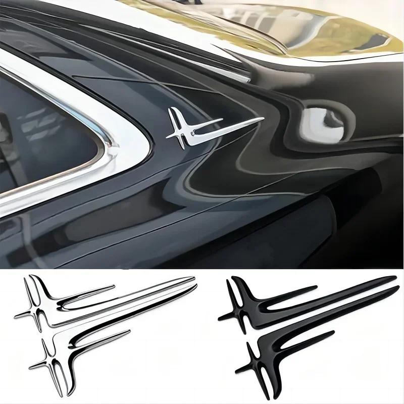 1Pairs 3D ABS Black Silver Car Side Fender Emblem Badge Sticker Decals For Mercedes Benz C200L E260L E300L E350L Accessories RY1