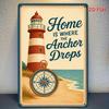 Vintage Nautical Lighthouse Tin Sign 8x12 Inch Rustic Coastal Metal Plaque Wall Decor