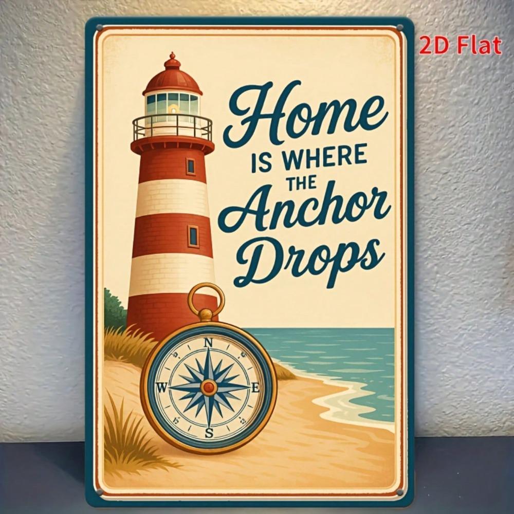 Vintage Nautical Lighthouse Tin Sign 8x12 Inch Rustic Coastal Metal Plaque Wall Decor