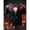 Albero di Natale Fiocco di neve Moda Casual Top Uomo Stampa 3D T-shirt Tee Party Street Rosso Finto Abito Manica Corta Girocollo Camicia