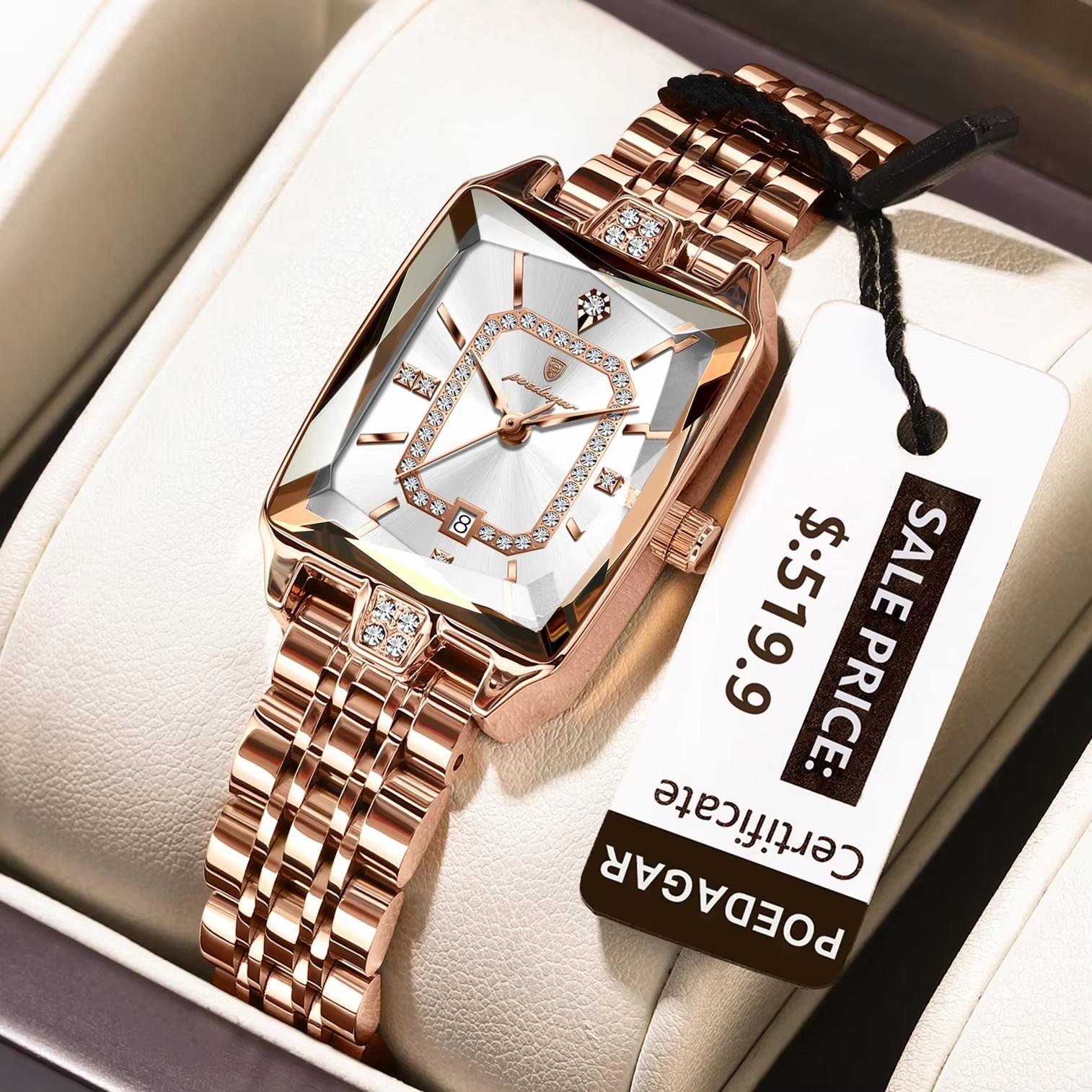 POEDAGAR 785 Top Luxury Square Fashion Diamonds Women Quartz Watches Waterproof Stainless Steel Luminous Women s Wristwatches POEDAGAR 785 белый