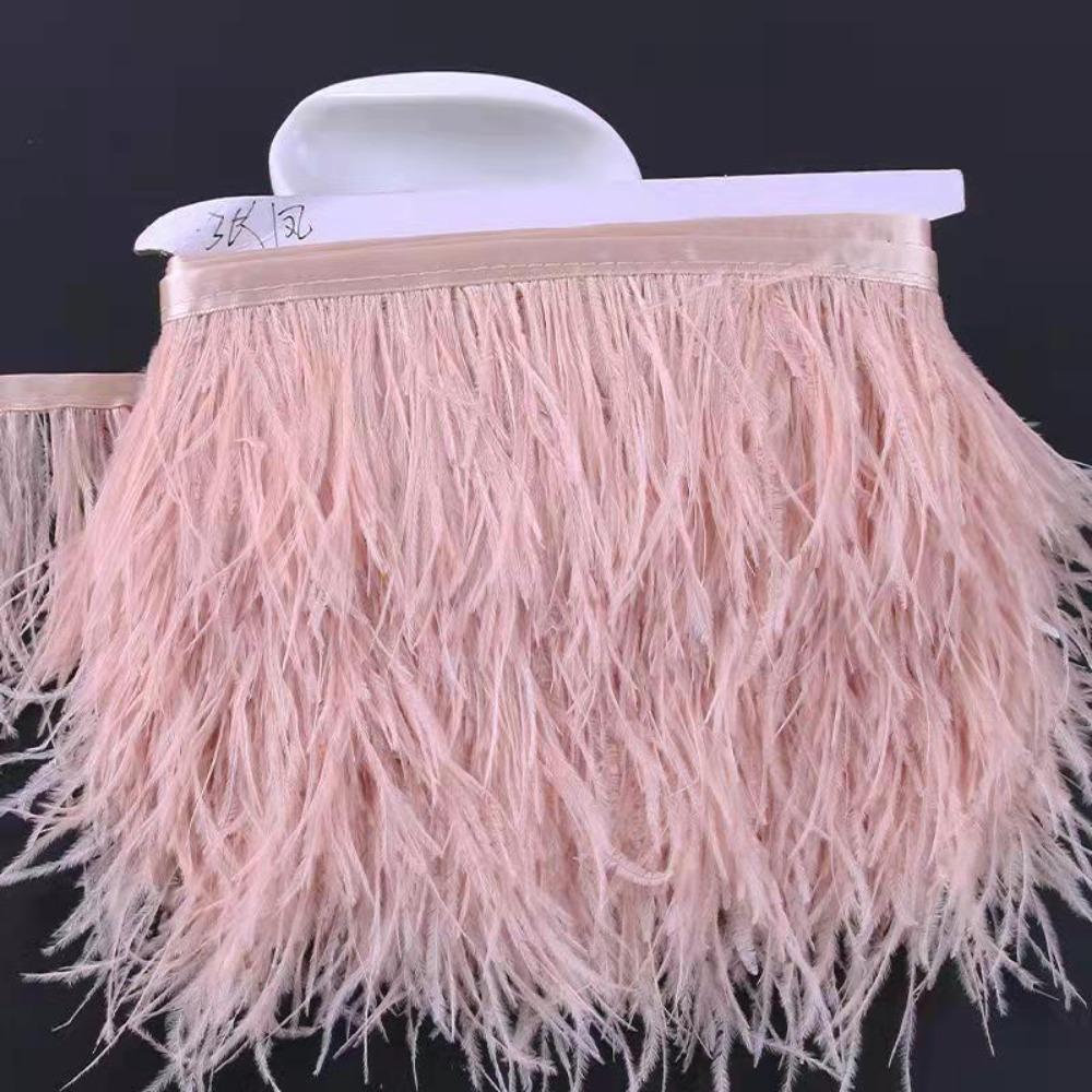 Feather1 Meter Ribbon Tassel Natural Ostrich Feathers 8-10cm Wide Fluffy Texture Ostrich Feathers Trim Sewing Decoration Apparel Fabric