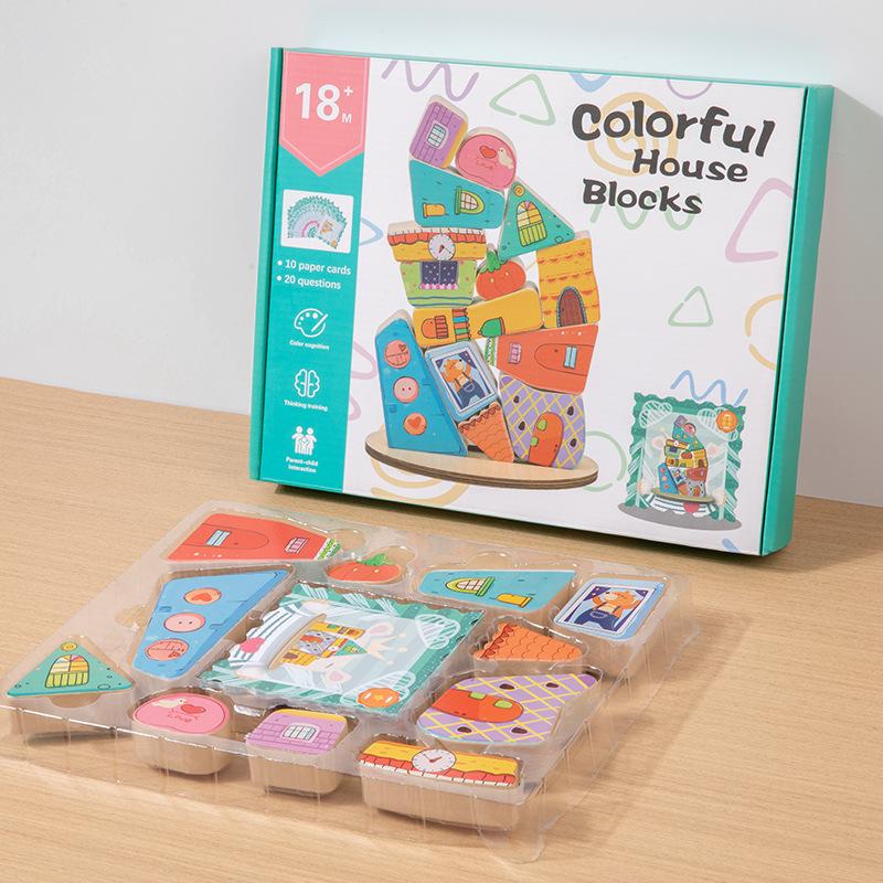 Wooden Three-Dimensional Stacking Music Balance Building Block Children'S Educational Toys Parent-Child Interaction Stacking Height 4-6 Toys