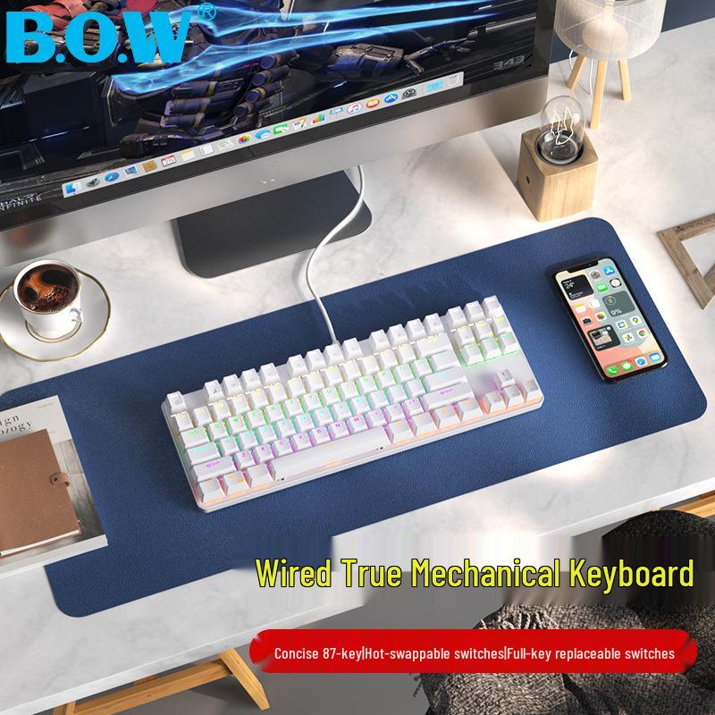 BOW 87-Key Hot-Swappable Mechanical Keyboard with Brown & Red Switches for Gaming & Office.