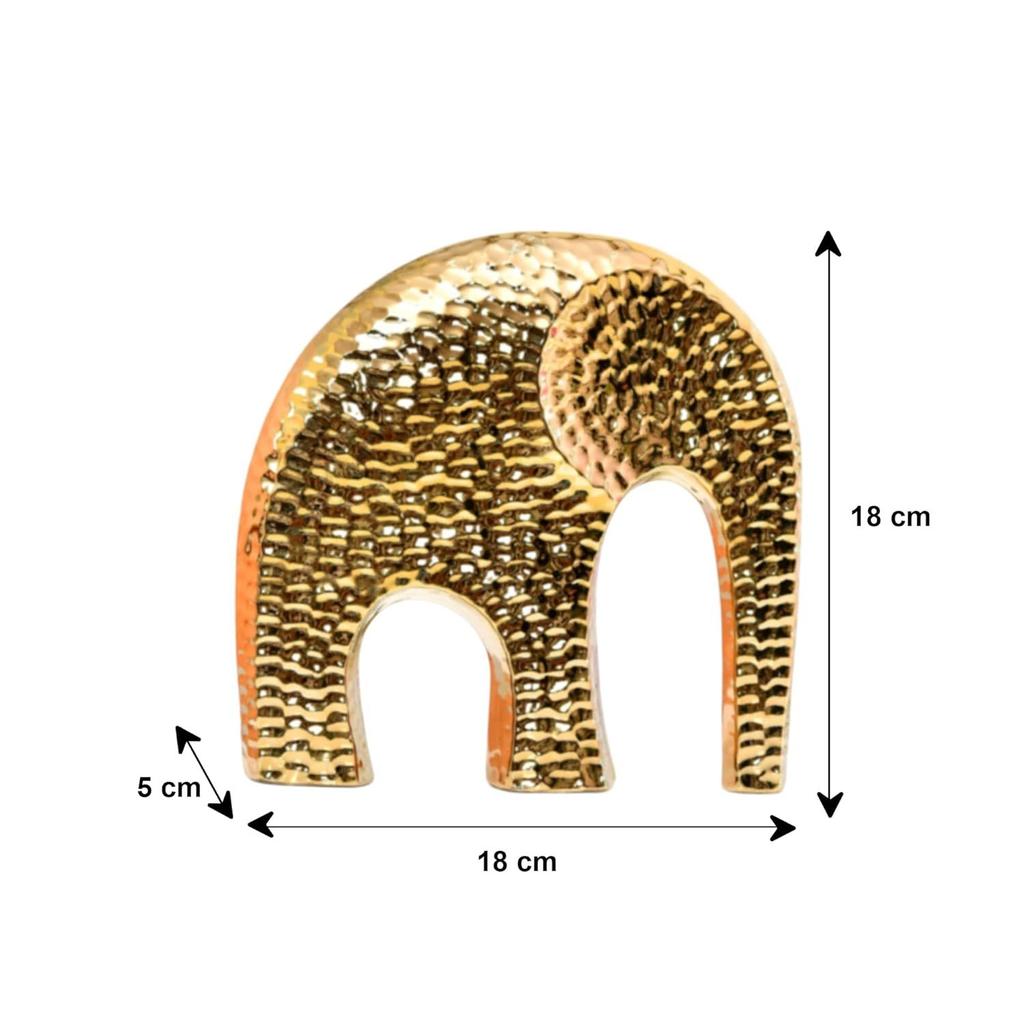 Dotted Ceramic Elephant Figurine | A Playful Blend of Charm & Elegance | Perfect for Modern Décor – Pack of 1, Golden