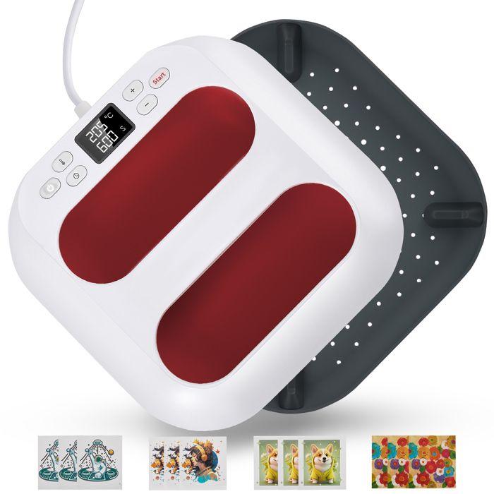 Presse a Chaud Textile, Machine Impression Textile 22.5cm*22.5cm, Mini Presse à Chaud avec Minuterie, Temperature Control