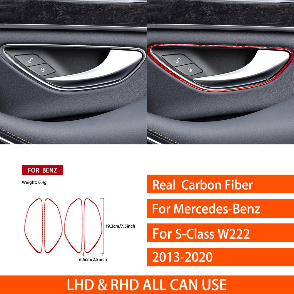 For Benz S-Class W222 2013- Real Carbon Fiber Sticker Door Switch Handle Frame Panel Car Accessories Interior decorative