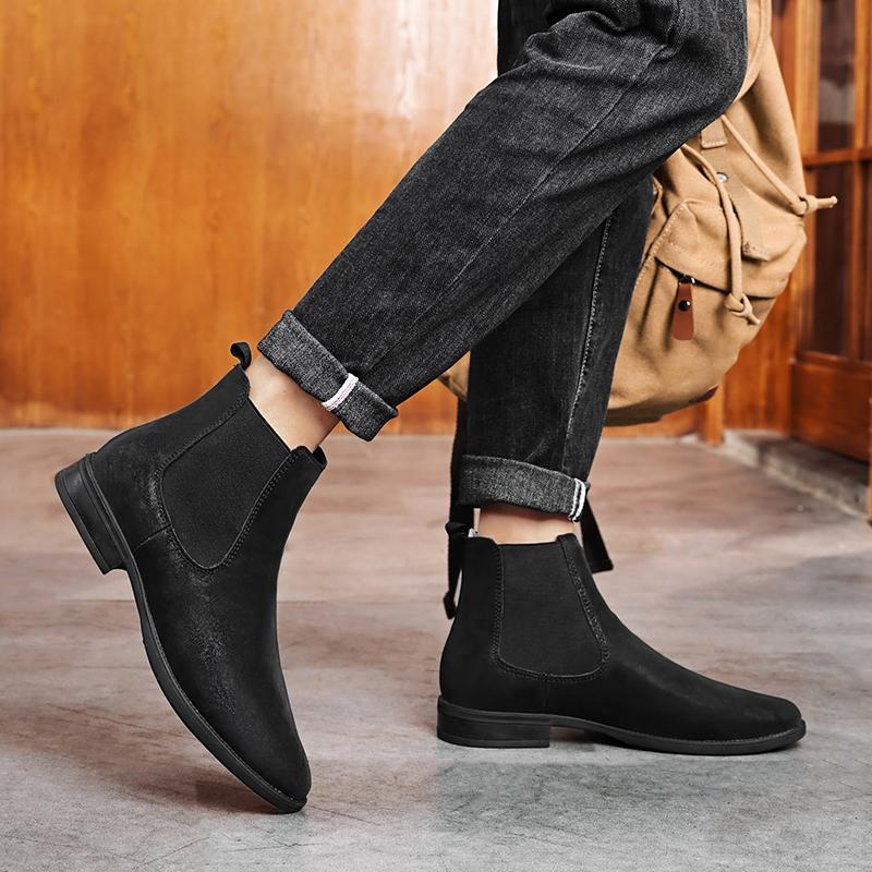 Leather Boots Business Casual Motorcycle Boots Mens Retro 100