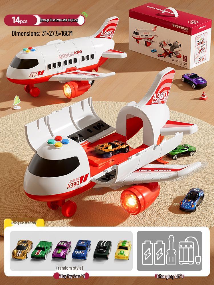 Kids' Transforming Helicopter and Fire Truck Toy Set with Small Airplane and Car