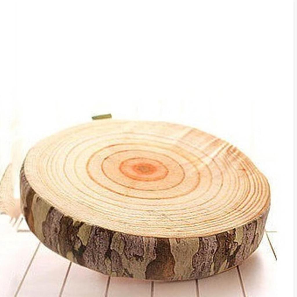 Natural Round Stump Throw Pillow, 3D Digital Print Comfortable Wood Log Pillow, Funny Cute Wood Trunk Pillows Stump Cylinder Floor Cushion for Home