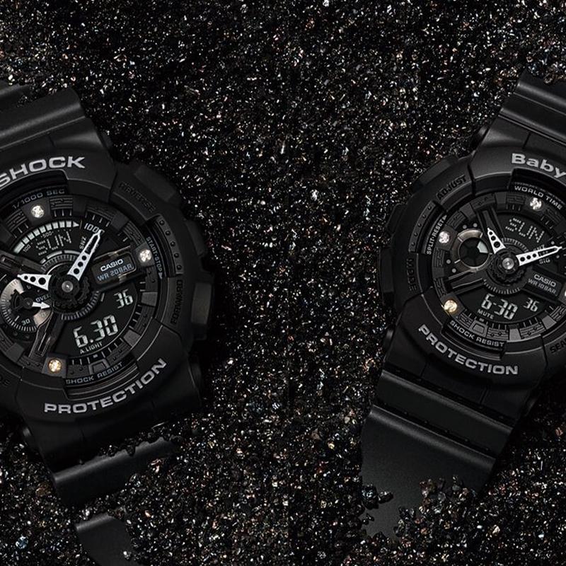 Casio watch series-GABA series shockproof and waterproof couple's watch quartz movement resin strap Japanese and Korean watch GA-135DD-1A&BA-135DD-1A