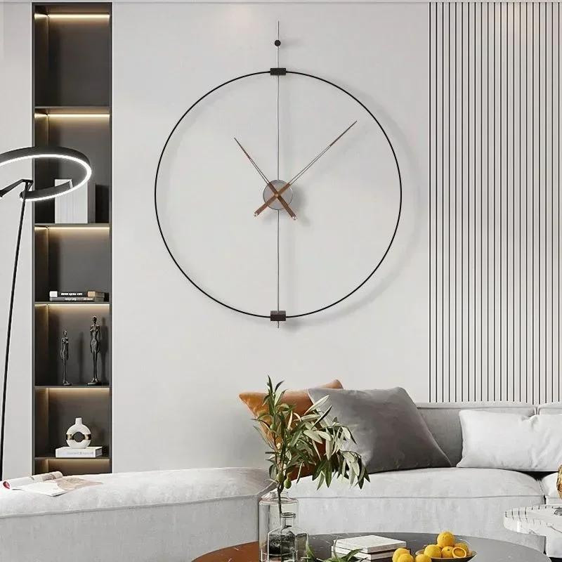 Art Wall Clock Silent Spain Watches Large Living Room Clocks Creative Luxury Minimalist Watch Solid Wood Pointer Home Decoration