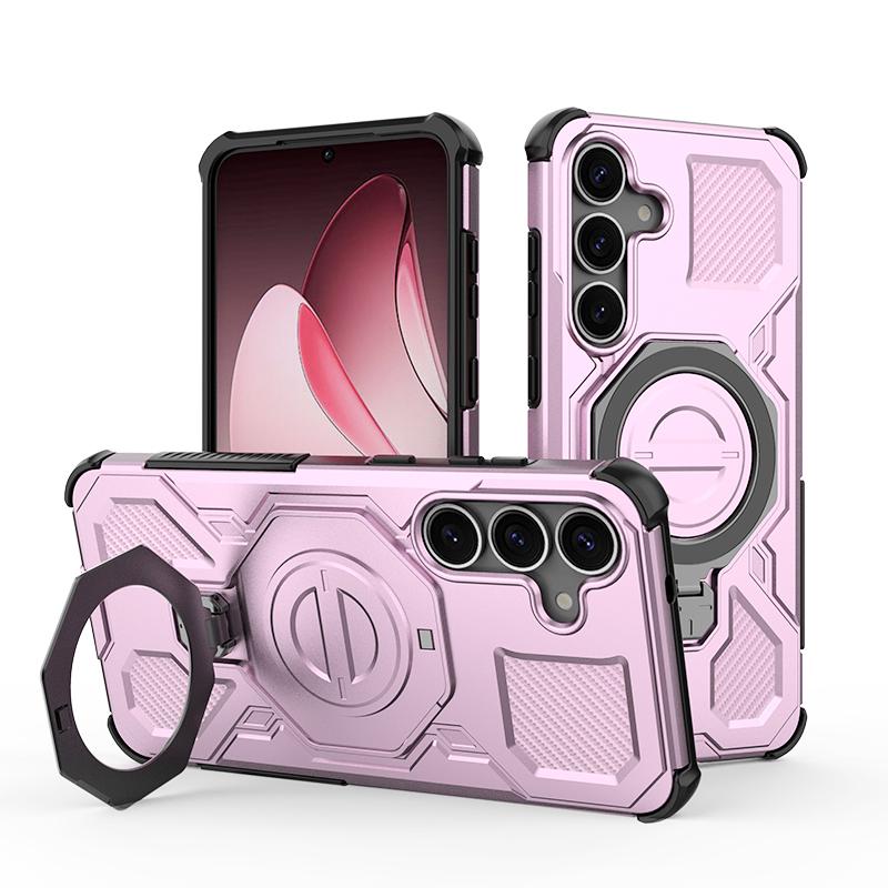 KEYSION Shockproof Magnetic Case for Samsung S25 Ultra 5G S25+Plus Upright Live Metal Ring Stand Phone Cover for Galaxy S25 Edge