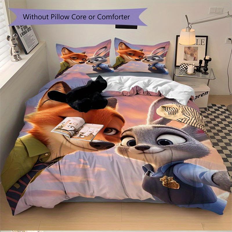 3pcs Zootopia Movie Characters Quilt Cover Set - Soft and Cozy Bedroom, Guest Room and Dorm Decorative Bedding 3-Piece Set 1 Quilt Cover + 2 Pill