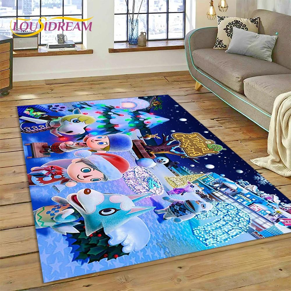 Niedlicher Animal Crossing New Horizons Cartoon Teppich für Schlafzimmer Wohnzimmer Zuhause Sofa Dekoration, Kinderspiel Große Dekor Bodenmatte