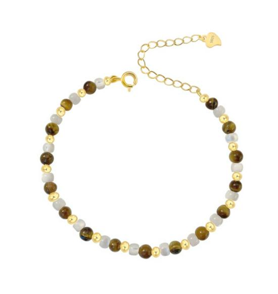 

Женский браслет ручной работы Meilaard из стерлингового серебра S925 с бусинами из тигрового глаза 925 Silver