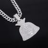 Alloy Necklace Unisex Trendy Large Money Bag Pendant Hip Hop Personality Fashion Rap Inlaid Diamond Jewelry