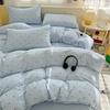 Class A Maternal And Infant Grade 4Pcs Set, Small Floral Washed Cotton Quilt Cover, Dormitory Small Fresh Knitted Cotton Bed Sheet 3Pcs Set