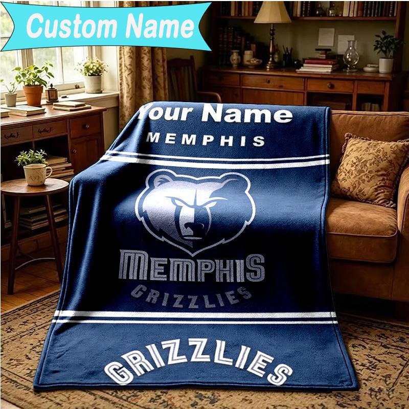 1PC Custom Name Blanket City Grizzlies Bear Logo Flannel blankets Patterns Throw Blanket All-Season Soft Gift for Couch, Bed, Camping, Birthday gifts