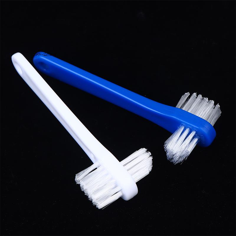 10Pcs Double-Sided Denture Toothbrush Cleaning Brush for Invisible Braces Retainer Oral Care Descaling Brush for Men & Women