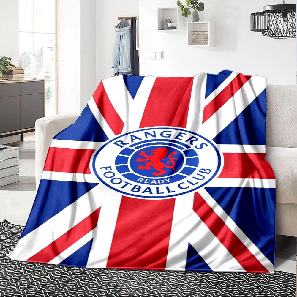 Rangers FC Print Flannel Blanket High Quality Warm Comfortable Cover for All Seasons Perfect for Gifts Home Decor