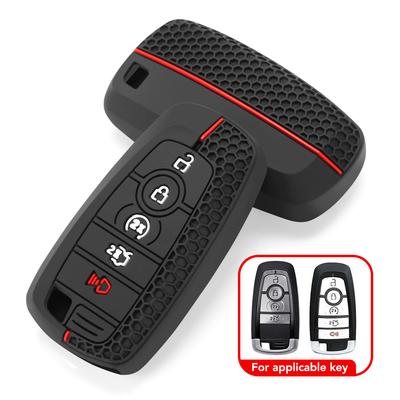 Car Key Fob Chain Case Cover Protector 4 Button Silicone For Ford F250 Fusion Escape Ranger Explorer Maverick Explorer 2018 2020