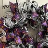 Halloween Wreath Mesh Ribbon for Front Door Spooky Skull Pumpkin with Door