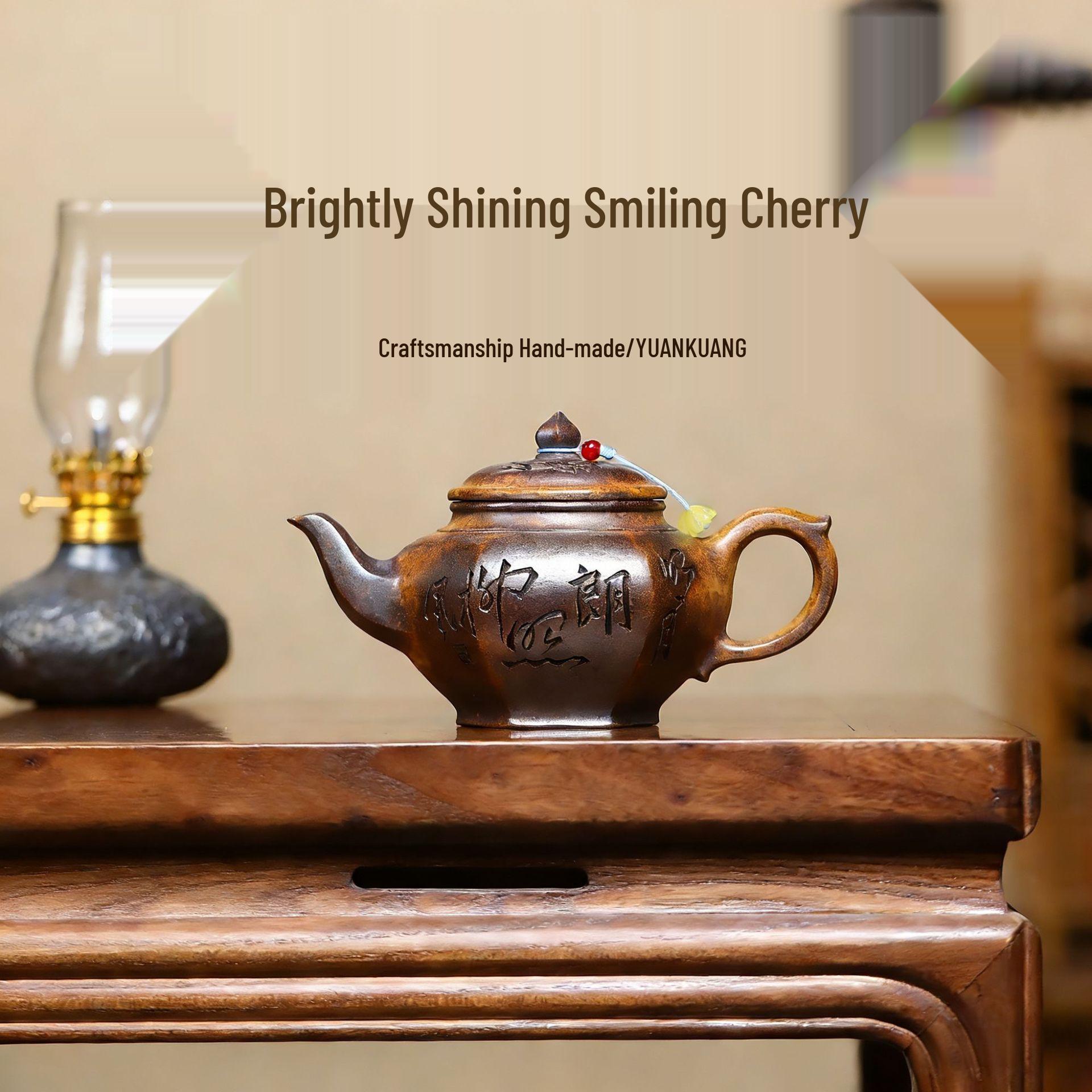 

Hexagonal Yixing Zisha Teapot, Raw Ore Longgu Jingsha, Semi-Handmade, Wood-Fired, Langzhao Xiaoying Tea Set 260ml