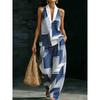 1116 Summer Cool Neck Suit Women's Temperament V-Neck Off-Shoulder Top + High Waist Wide Leg Pants Two-piece Set