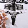 Women Sexy Lingerie Set Lace Embroidery Patchwork Lingerie Set Lace-Up Decor Body Shaping Lingerie