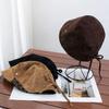 Retro leopard print suede splicing bucket hat women's autumn versatile face small hat fashion casual basin hat