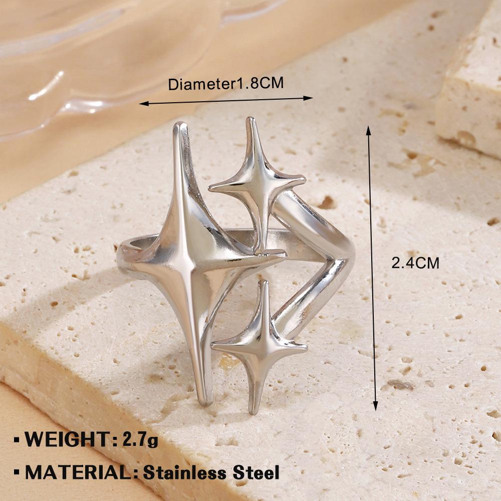 

Stainless Steel Star Open Rings for Women Men Creative Vintage Metal Double Layered Hollow Finger Rings Couple Jewelry Gift