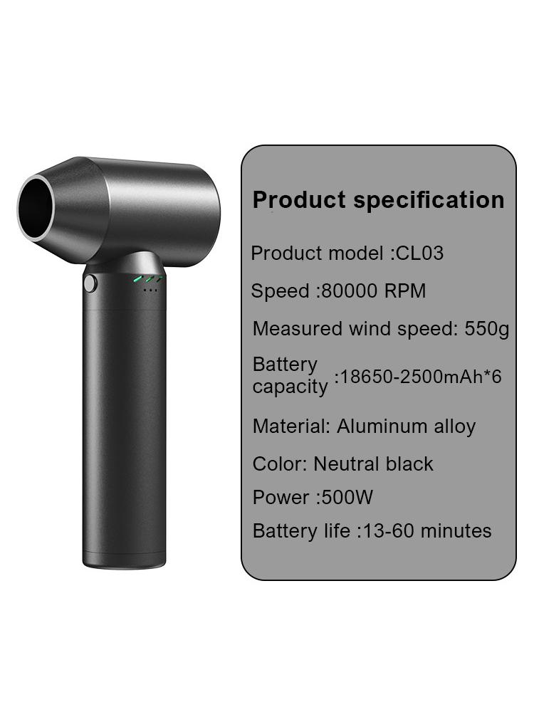 15000mAh Turbo Jet Fan 3 Speed Control 80000RPM Handheld Turbo Jet Fan Brushless Motor Superstrong Instantaneous