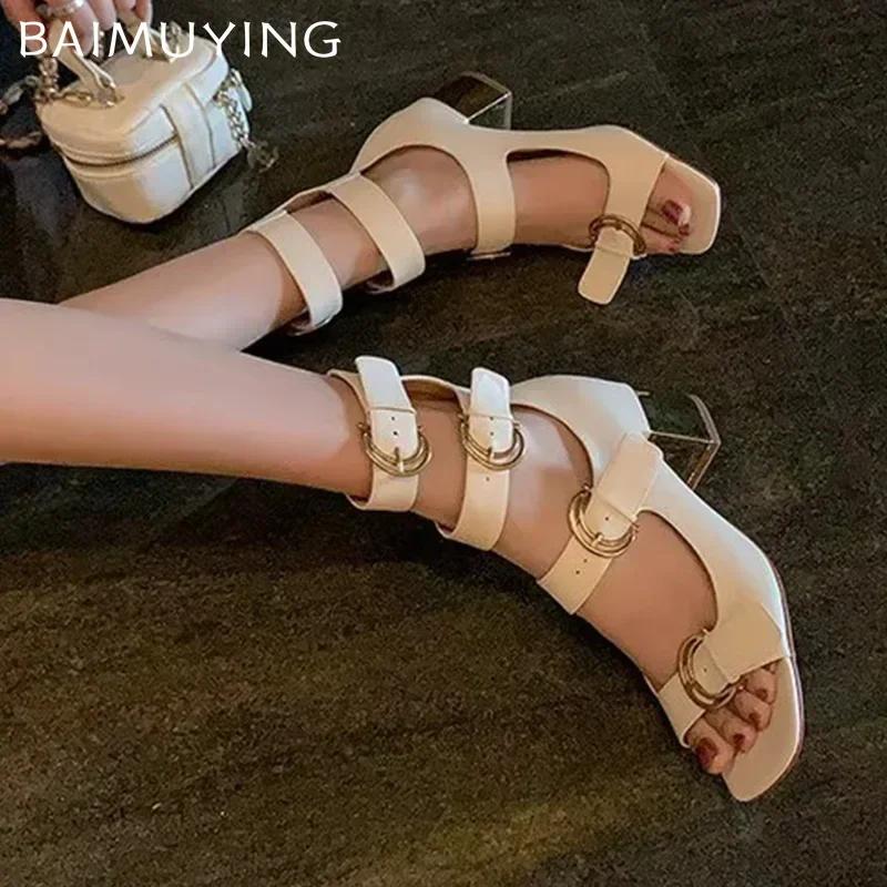 Women High Heels Sandals Rome Designer Woman Chunky Summer New Brand 2025 Slides Sexy Zapatos De Mujer