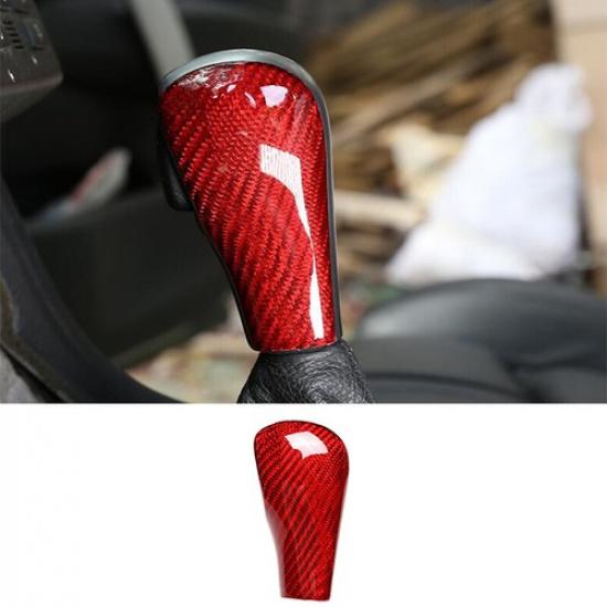 Red Real Carbon Fiber Gear Shift Knob Shifter Trim for BMW 5 Series 2004-07