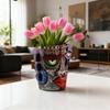 Mayan Abstract Colorful Resin Flower Pot for Garden & Living Room Décor, Green Plant Succulents & Bonsai Display