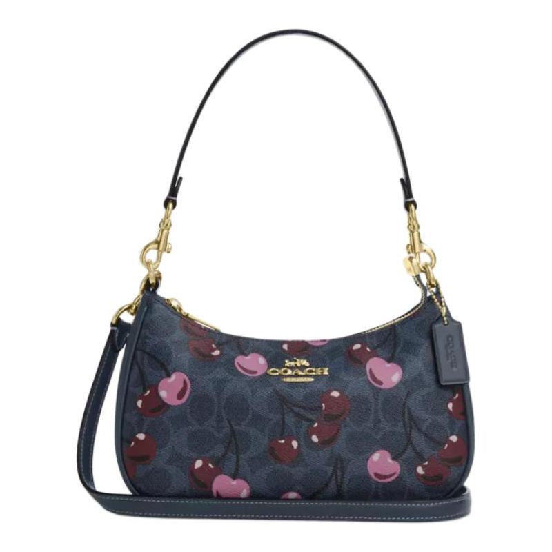 COACH Teri 24 Detachable Shoulder Strap Coated Canvas Crossbody Shoulder Bag Medium Women s Blue синий