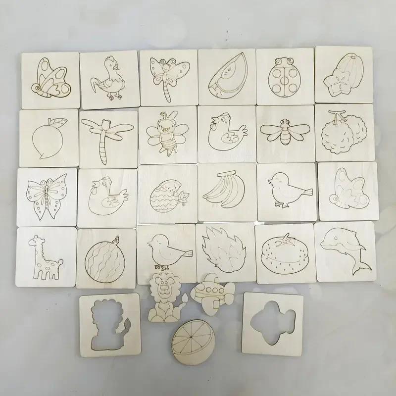 42/48/40pcs Wooden DIY Drawing Template Templates With Markes, Children's Drawing Template Drawing Tool Set