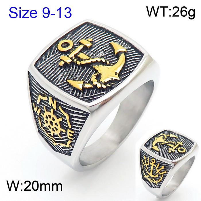 2026 European and American Domineering Casting Anchor Ring, Retro Personality Smearing Oil Pirate Series Men's Ring