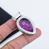 Natural Purple Turquoise Gemstone Silver Pendant In 925 Sterling Silver - Handmade Pear Design, Everyday Wear Jewelry Gift For Her