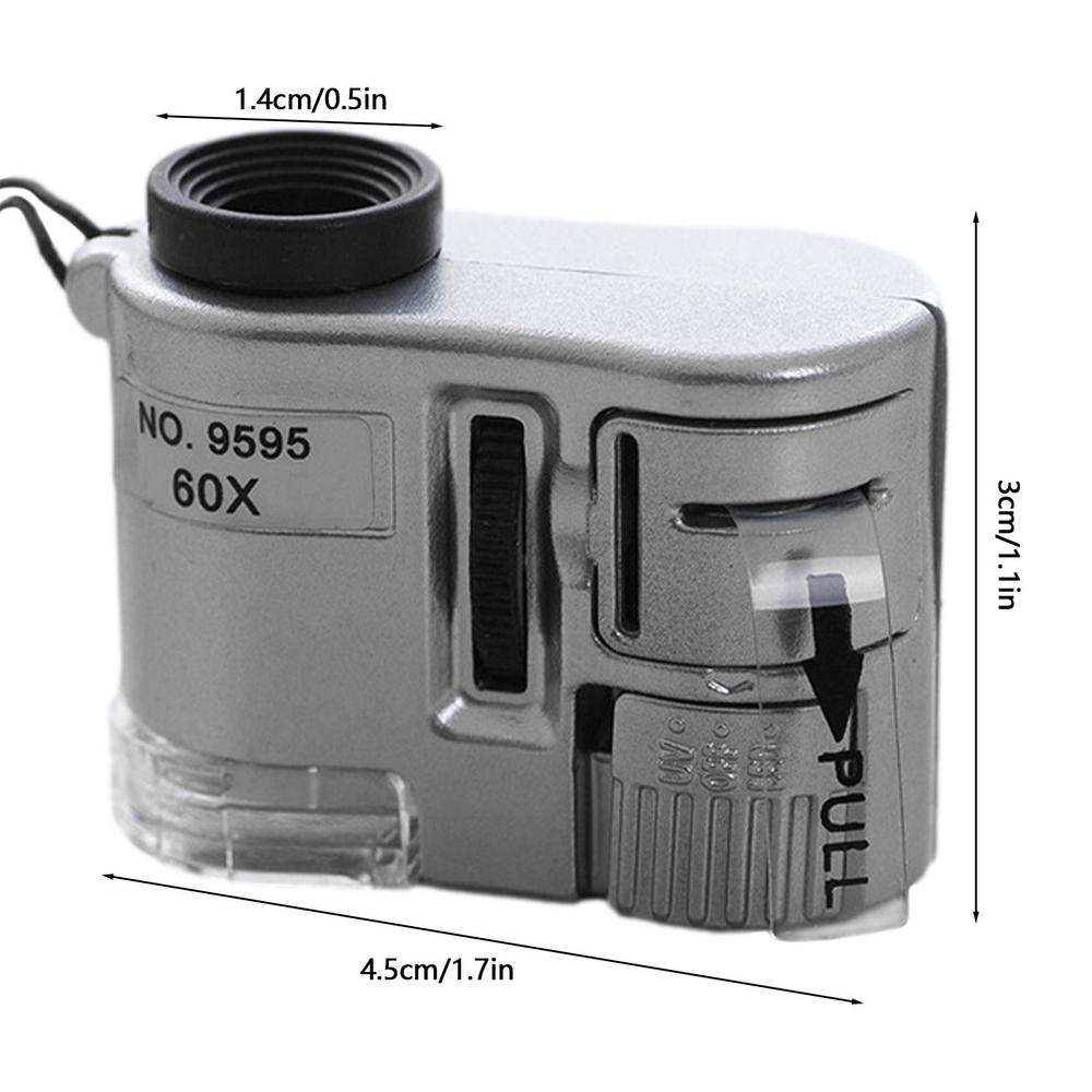 60x Magnifier LED Adjustable Jewelry Craftsmanship Identification Digital Microscope Portable Pocket Home Magnifying 9595