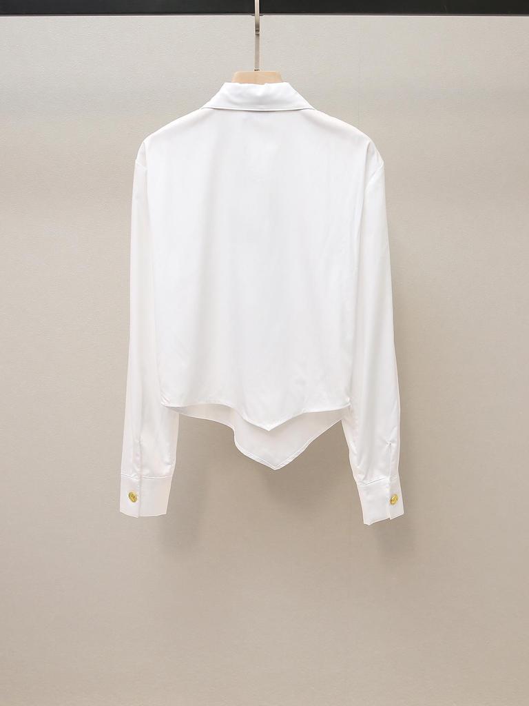 Autumn French Bow Tie Irregular Design Women's Versatile Shirt Top