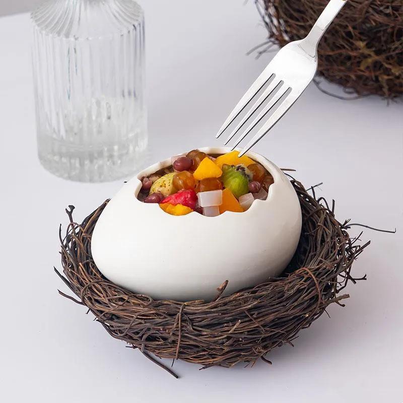 Kreative Vogelnester Dekoration Dessertschale, Eierschalen-Schale, Keramik-Geschirr, Back-Pudding-Schale, Eier-Dämpfer, Küchenutensilien